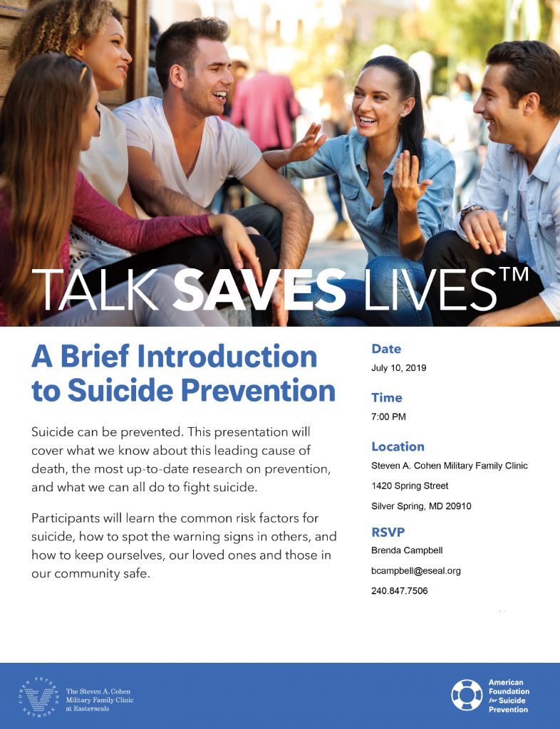 Talk Saves Lives Cohen Clinic July 10