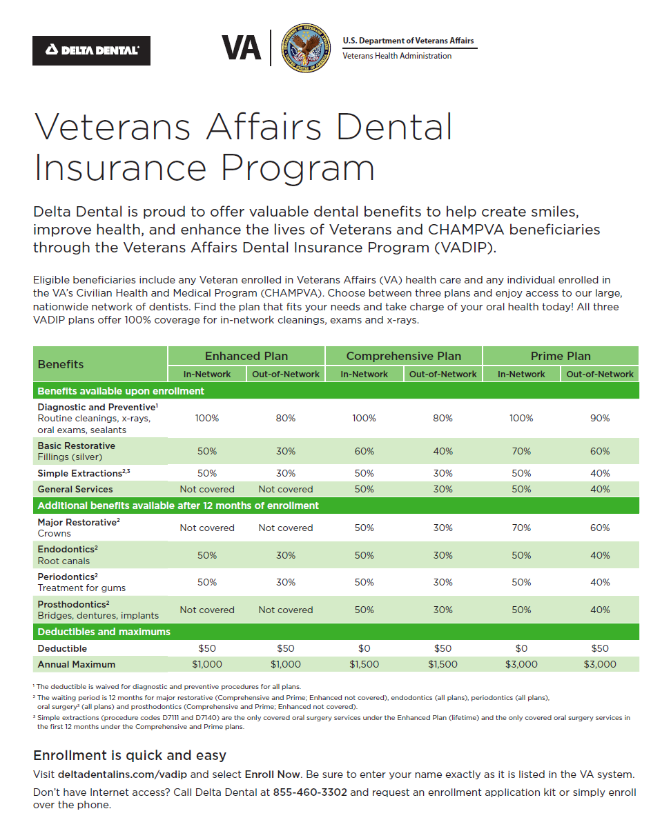 Important Dental Information for Veterans and CHAMPVA Enrollees