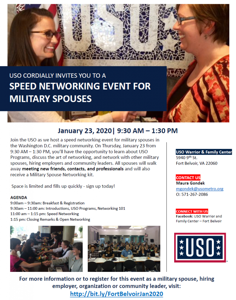 Military Spouse Networking Fort Belvoir USO