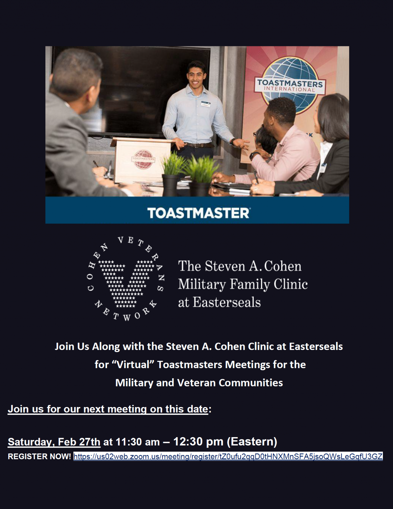Virtual Toastmasters Meeting for the Military and Veteran Communities