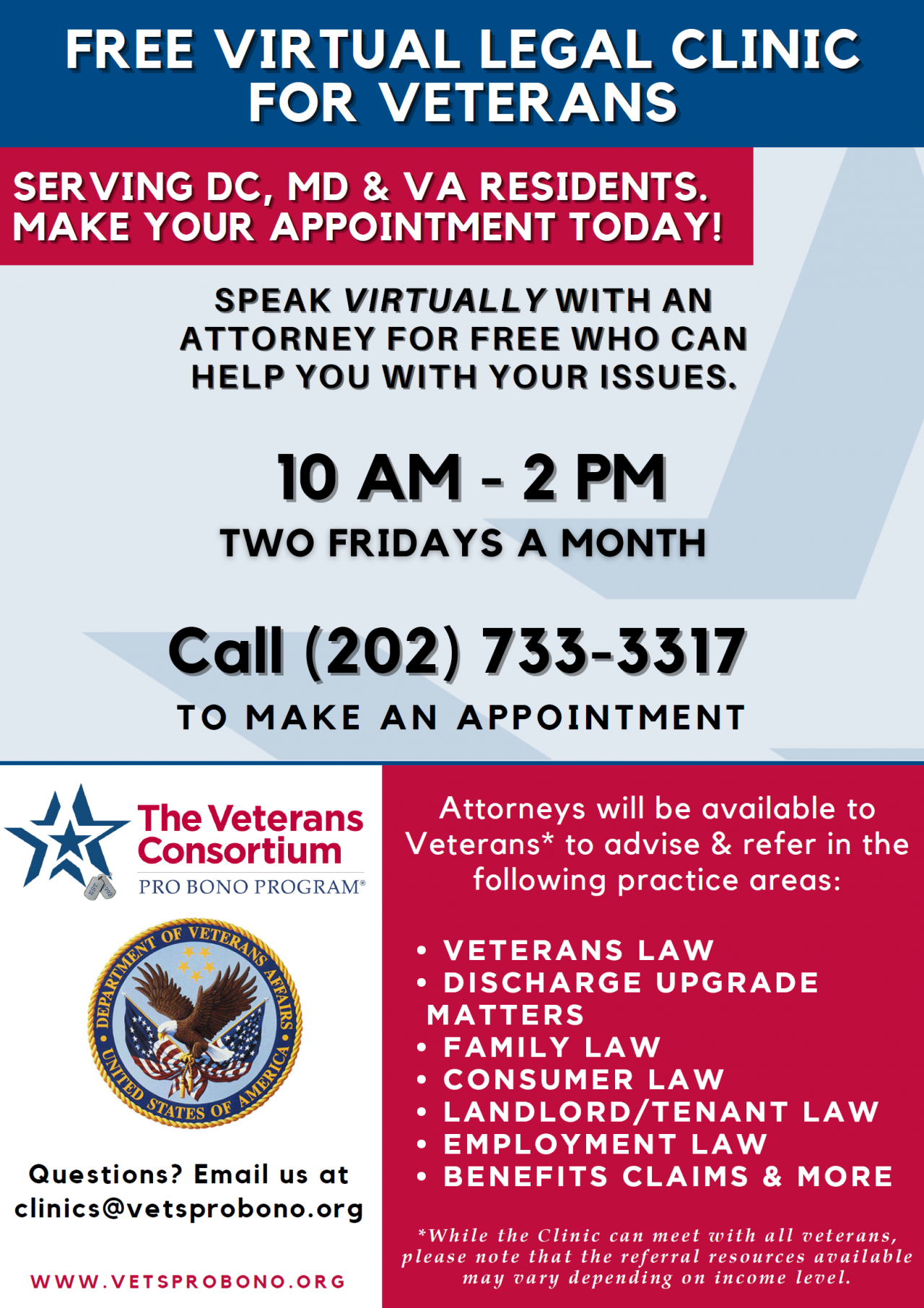 FREE Virtual Legal Clinic for Veterans